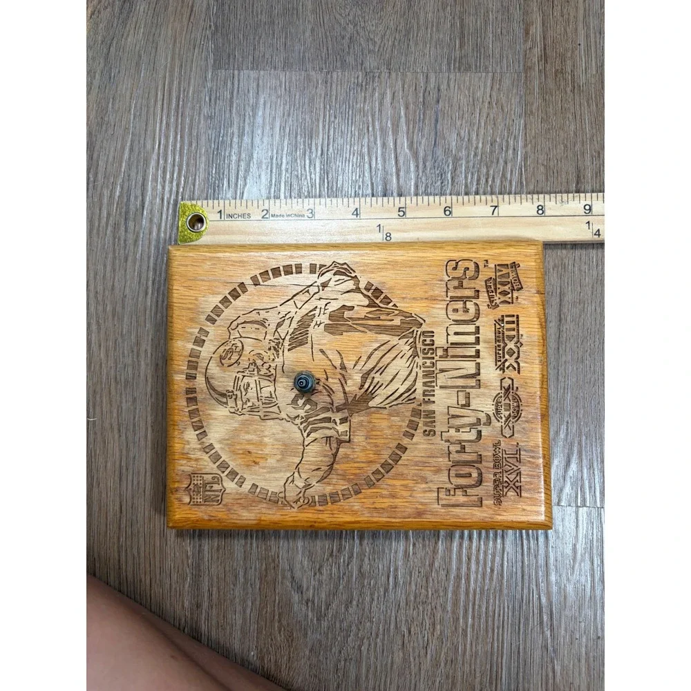 Vintage San Francisco 49ers Engraved Wood Wall Clock Plaque Super Bowl XVI-XXIV